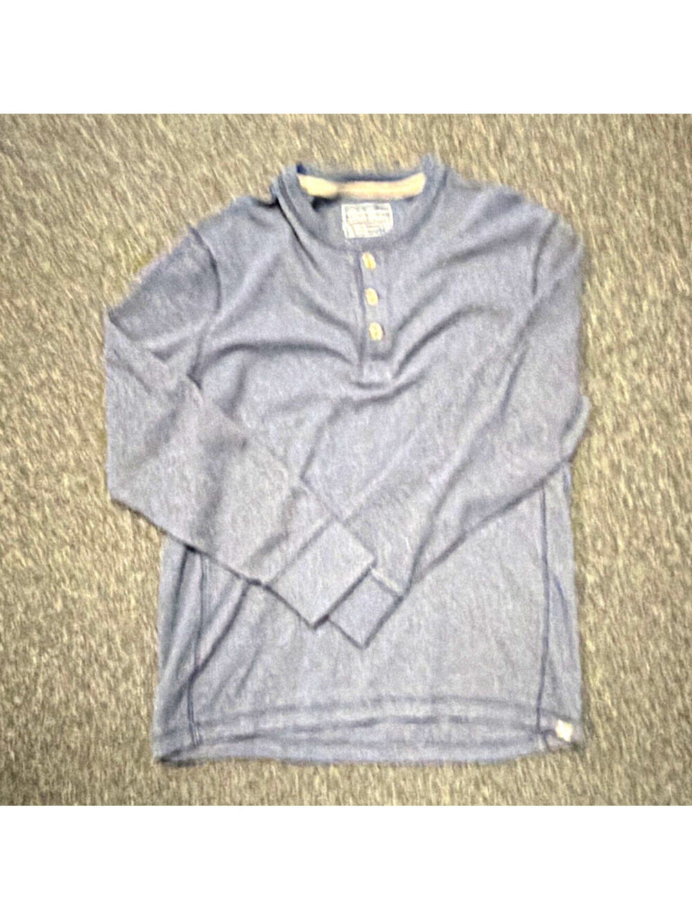 Eddie Bauer Men’s L Blue Henley Neck Long Sleeve Regular Fit Knit T-Shirt